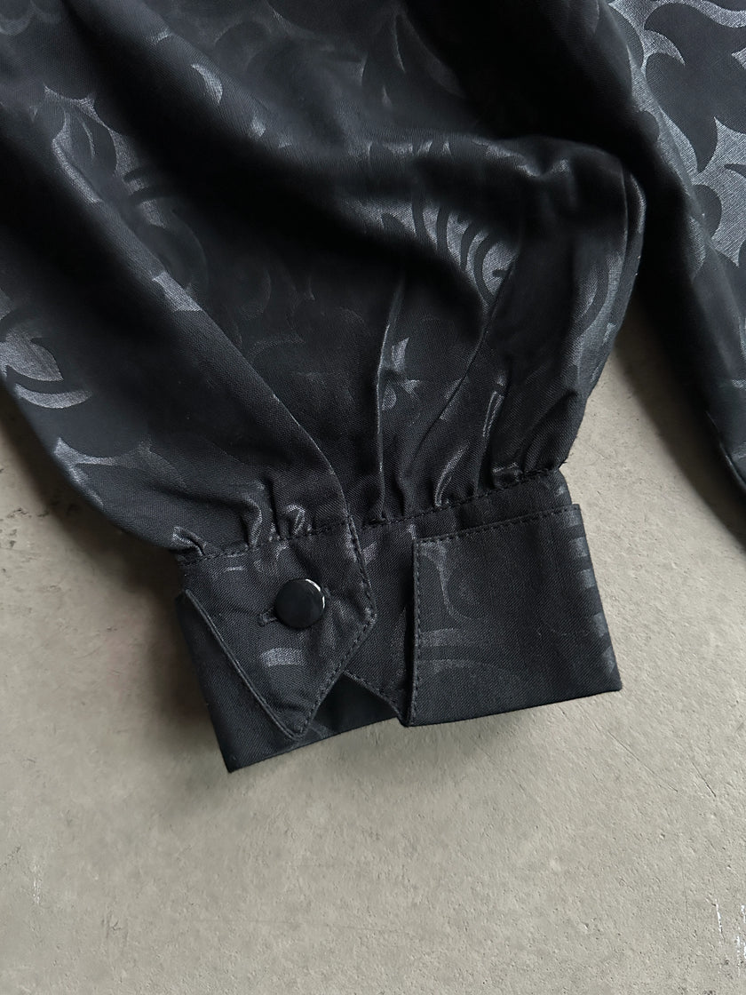 1980s FLORAL PATTERN PUFFED SHOULDERS SHIRT