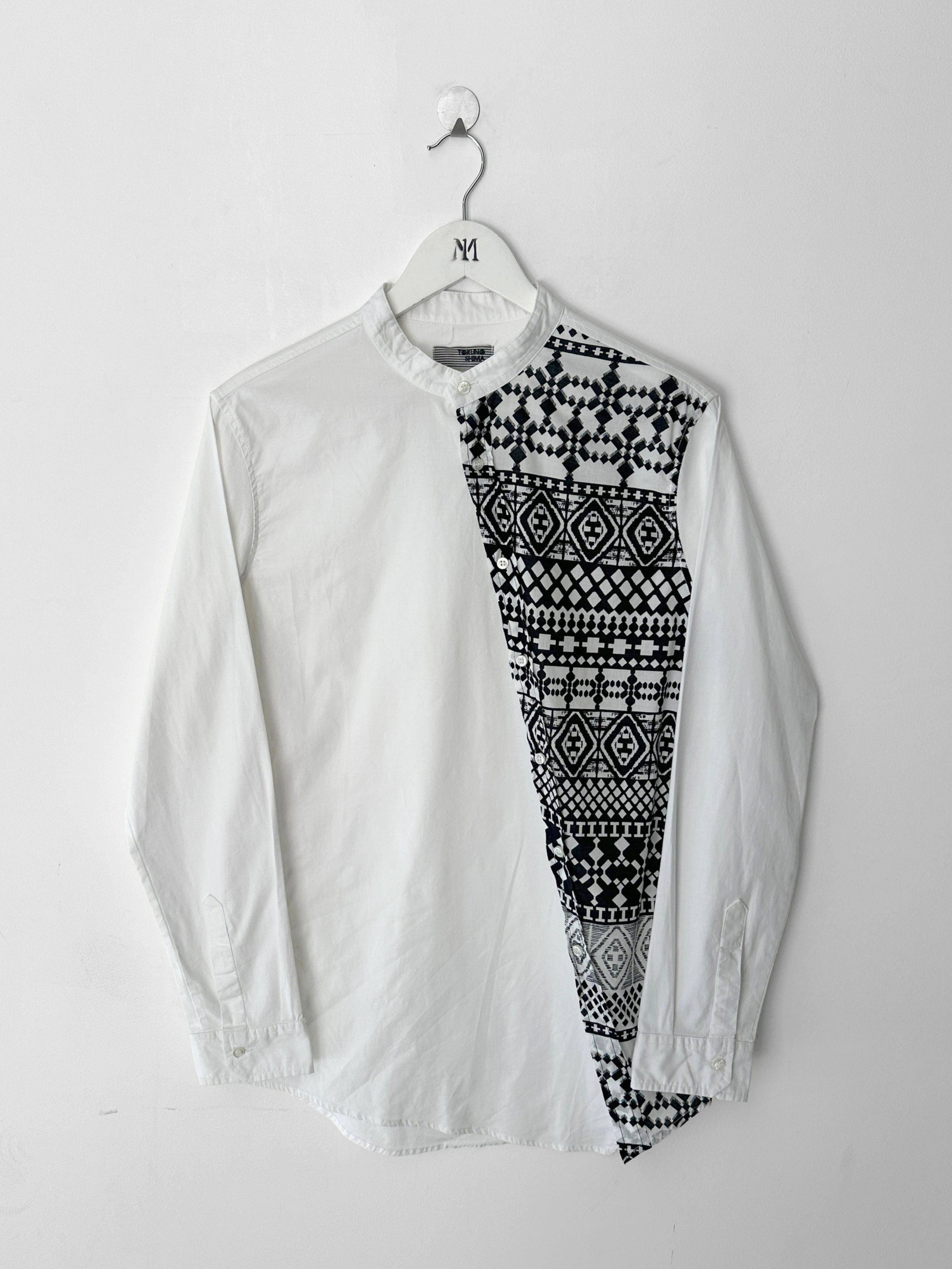 ITALIAN LABEL 2000s MANDARIN COLLAR ASYMMETRIC LONG SLEEVE SHIRT