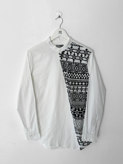 ITALIAN LABEL 2000s MANDARIN COLLAR ASYMMETRIC LONG SLEEVE SHIRT