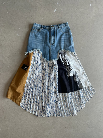 2000s ASYMMETRICAL LAYERED DENIM SKIRT