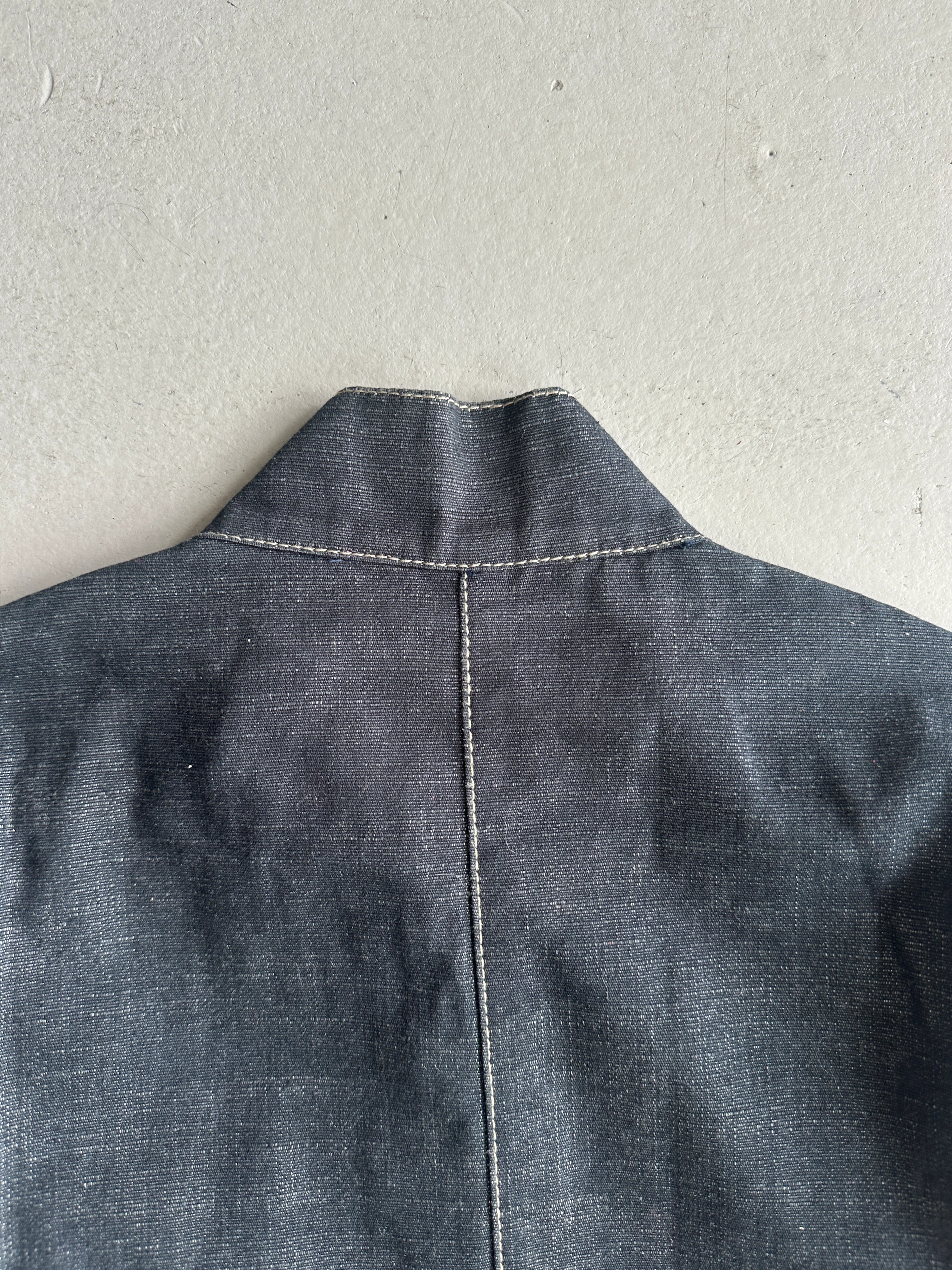 COP COPINE - 2000s CROP FIT DENIM JACKET WITH ROUND POCKETS