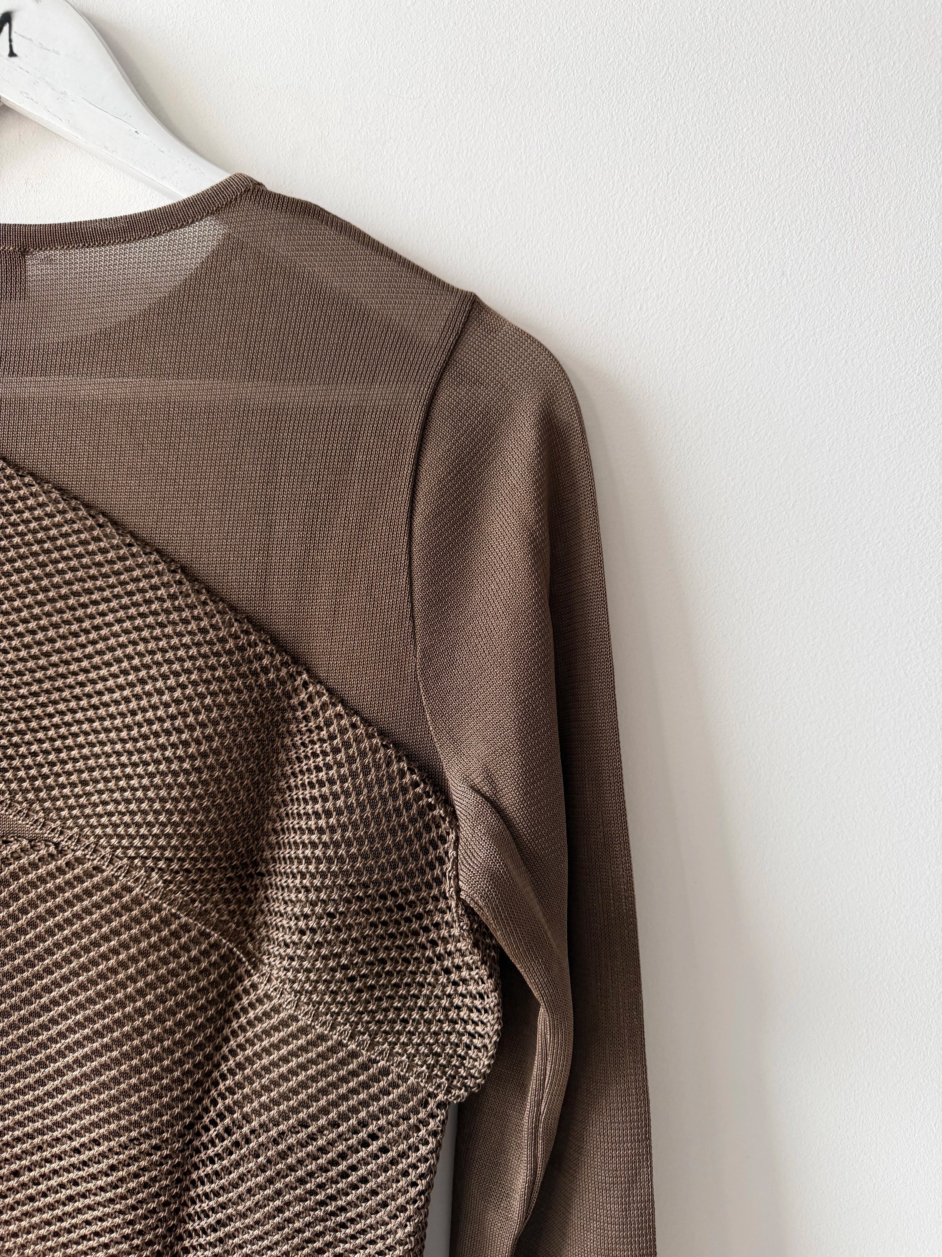 CLAUDE MONTANA - 1990s MESH PANELS LONG SLEEVE TOP