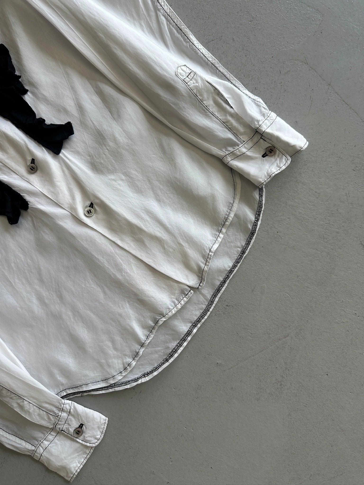 COMME DES GARÇONS - A/W 2010 RUFLLED FRONT SILKY LONG SLEEVE SHIRT