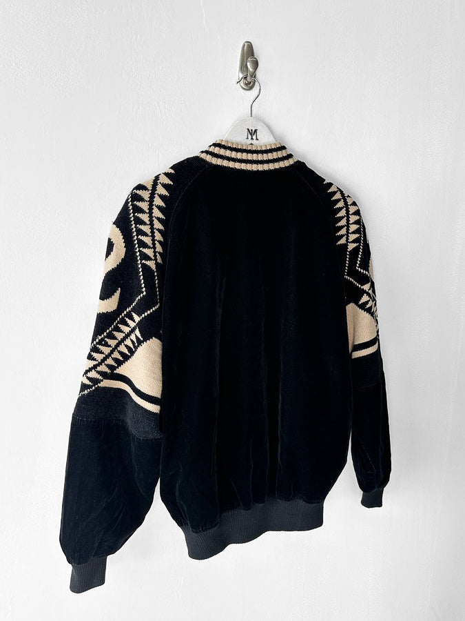 VALENTINO - 1980s CORDUROY BOMBER JACKET WITH KNITTED SHOULDER PANELS