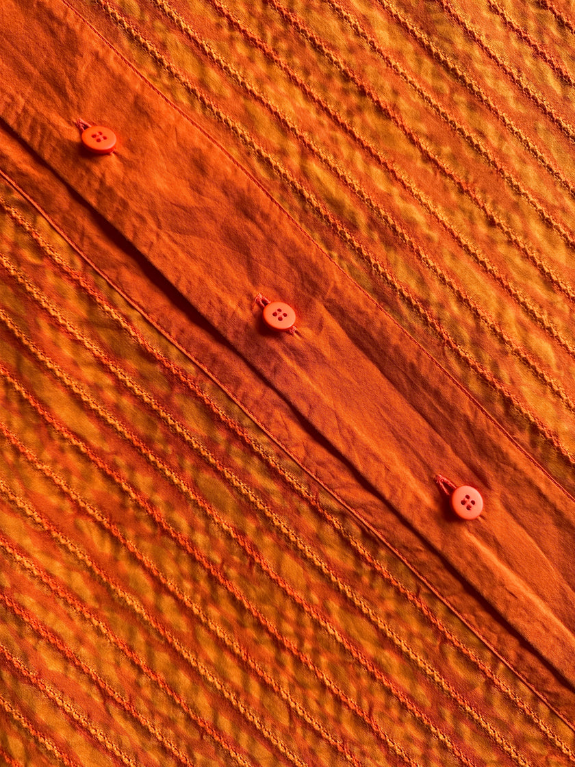 ISSEY MIYAKE MEN - S/S 1994 HALF SLEEVE SHIRT WITH INTRICATE FRONT STITCHING