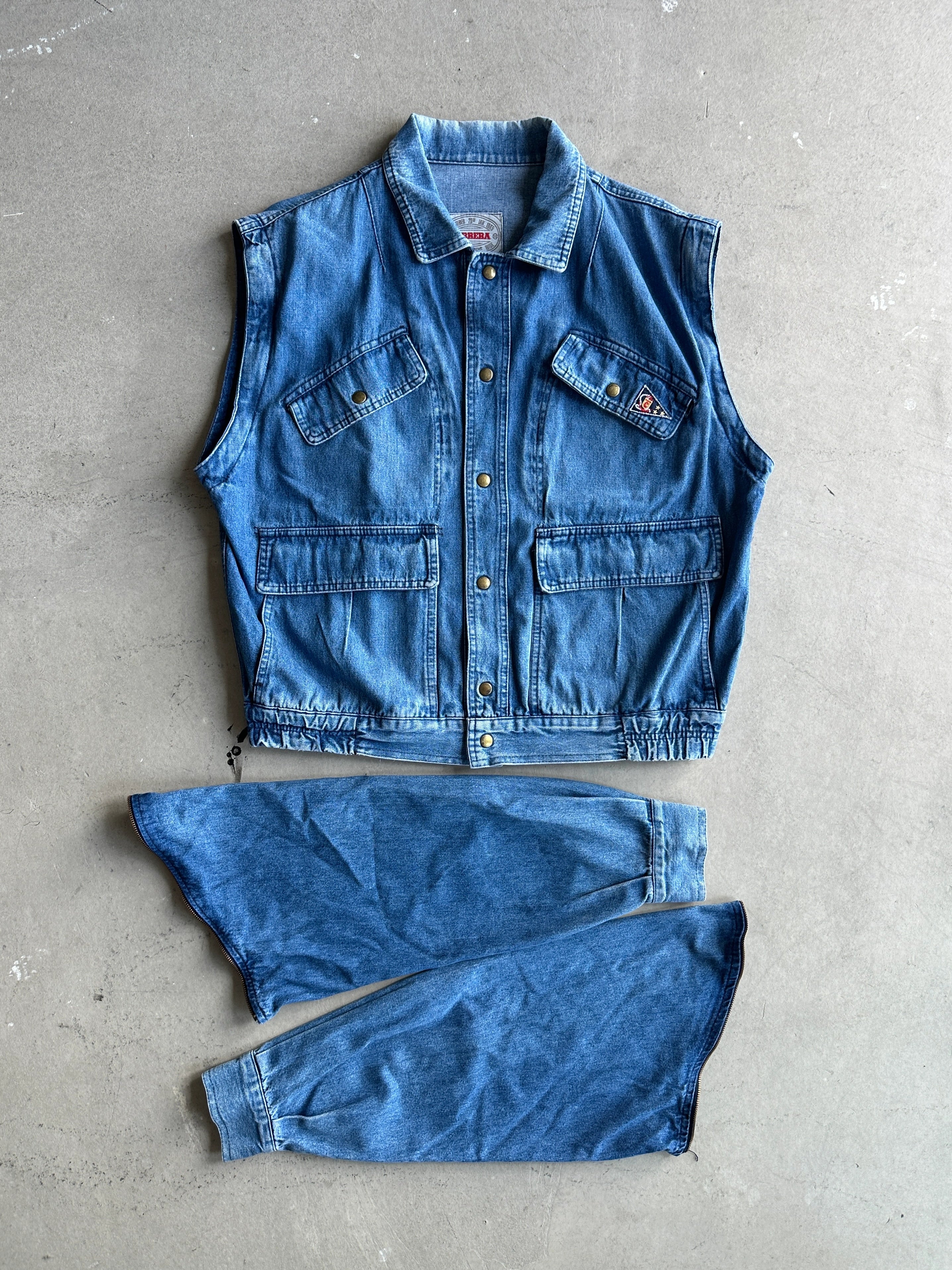 1980s 2 IN 1 DENIM JACKET GILET WITH REMOVABLE SLEEVE