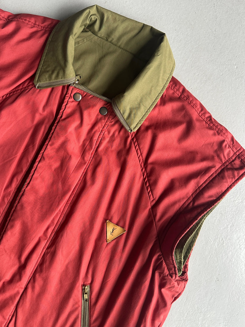 YVES SAINT LAURENT - 1980s 2 IN 1 REVERSIBLE BOMBER JACKET WITH ZIP AT COLLAR