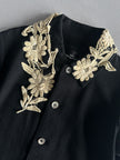 COMME DES GARÇONS - A/W 2002 WOOL JACKET WITH FLORAL ATTACHMENT AT COLLAR