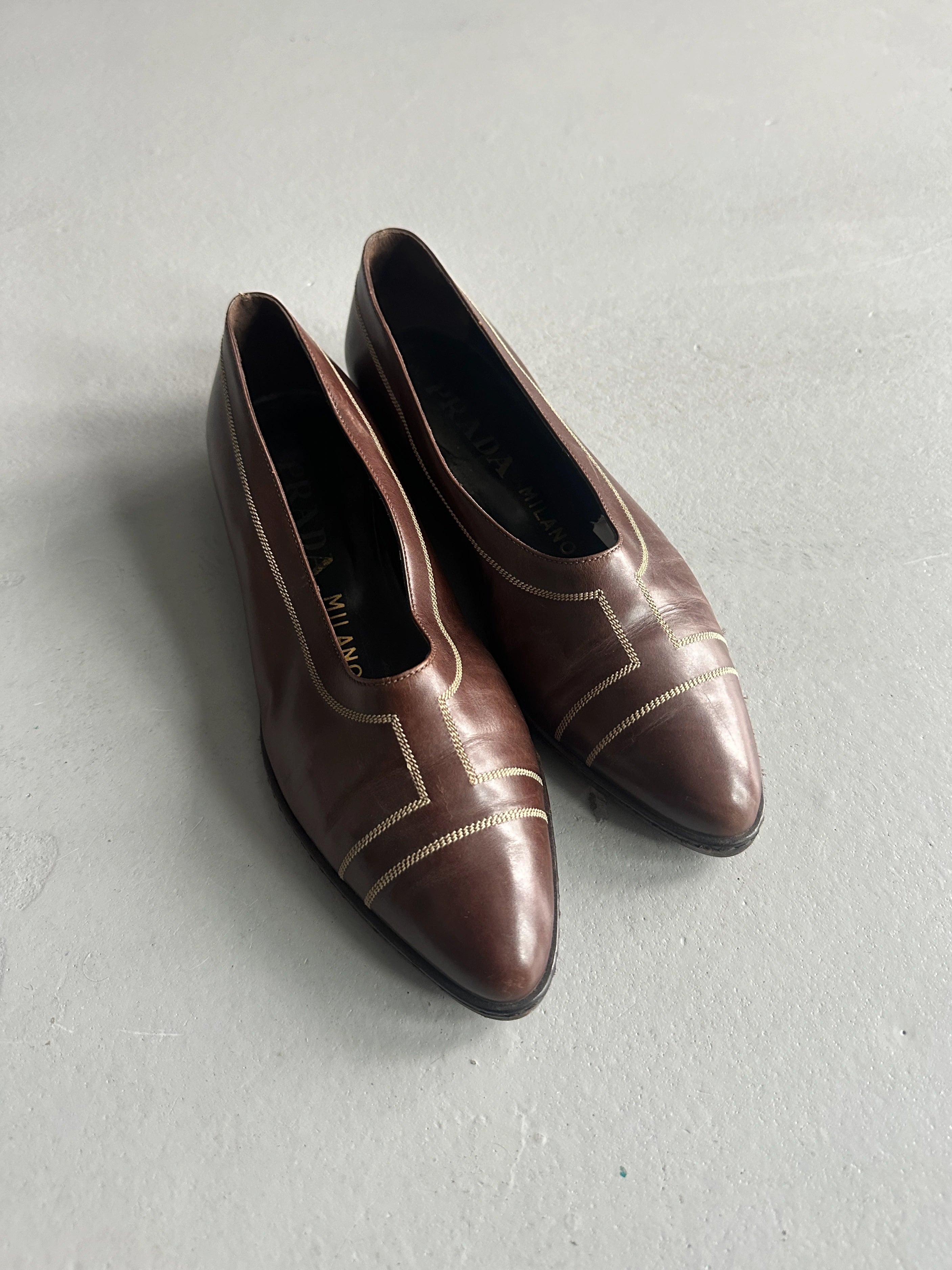 PRADA - 1990s V CUT LOAFERS