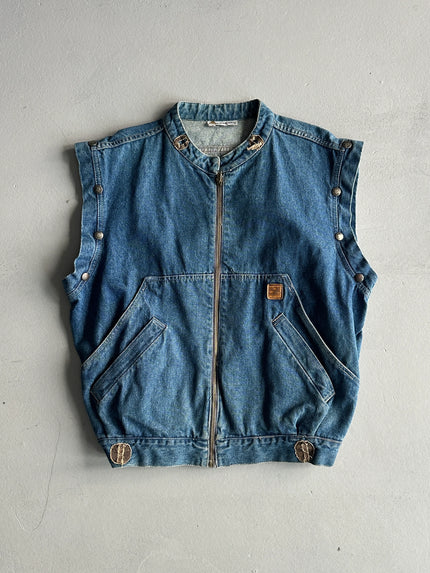 1980s 2 IN 1 DENIM JACKET GILET WITH REMOVABLE SLEEVE