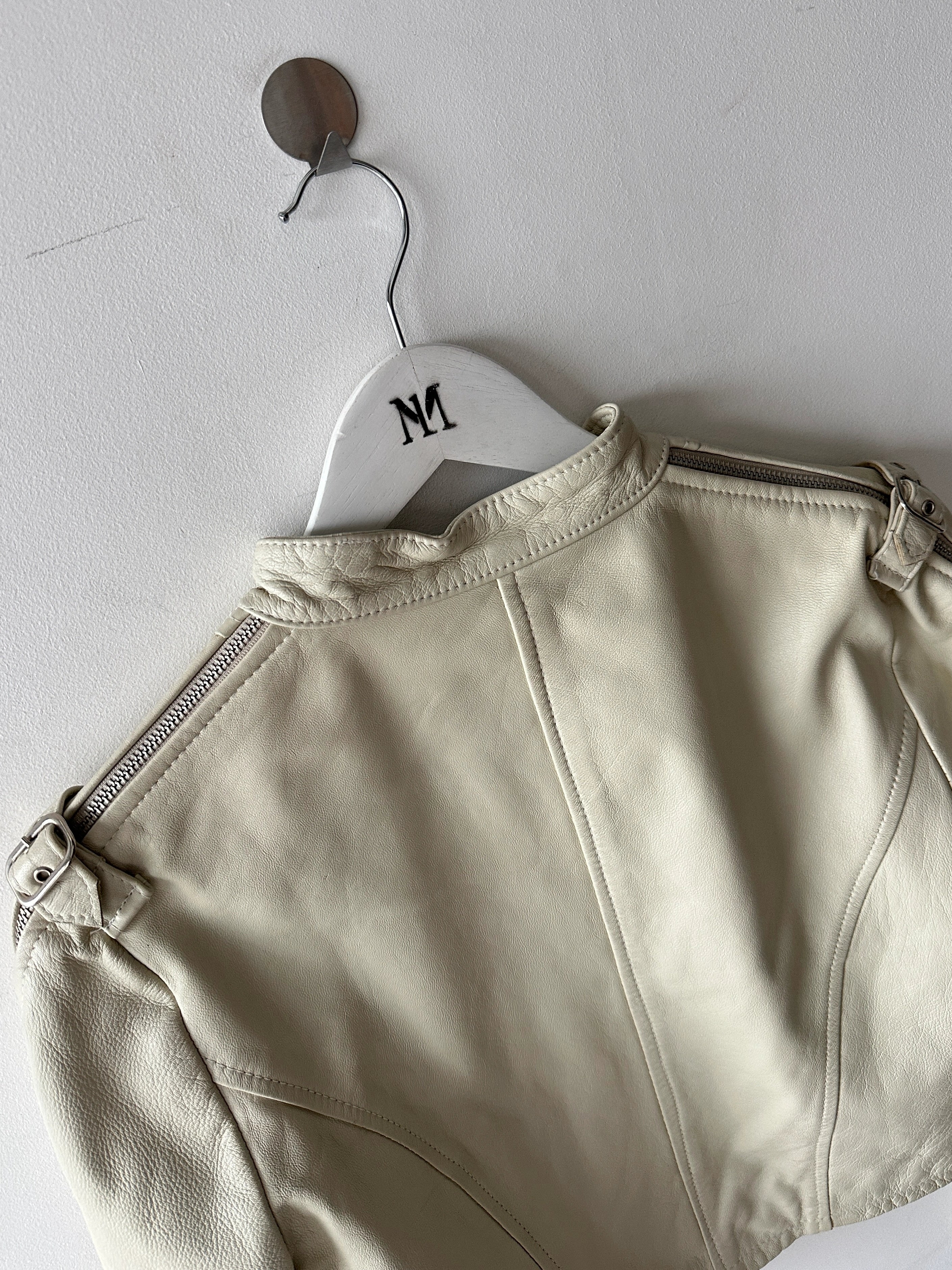 2000s CROP FIT BIKER LEATHER JACKET