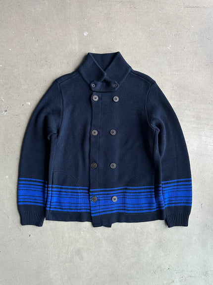 EMPORIO ARMANI - 1990s DOUBLE BREASTED CHUNKY KNIT WOOL CARDIGAN