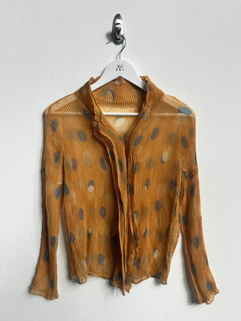 ISSEY MIYAKE - early 2000s POLKA DOT PLEATED BUTTONED BLOUSE