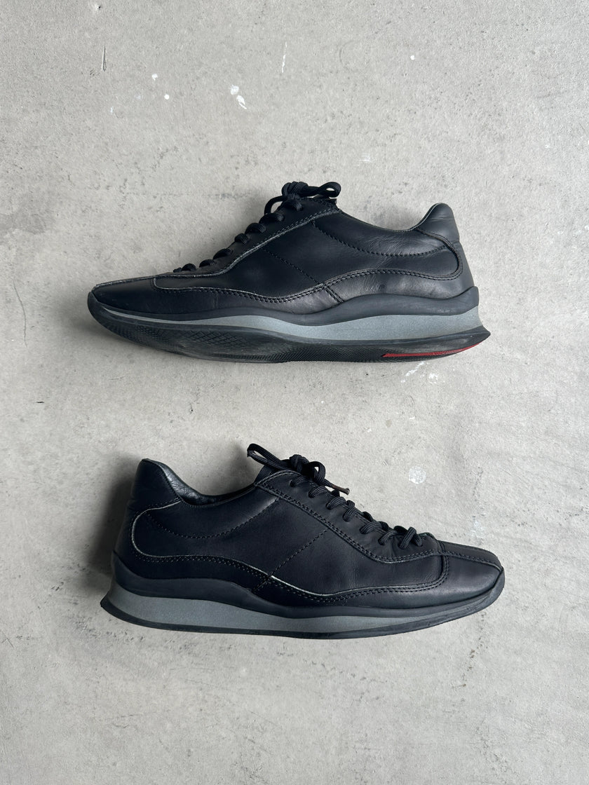 PRADA LINEA ROSSA - 2000s SQUARE TOE LEATHER SNEAKERS