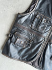 AVIATRIX - 1990s MULTI POCKETS LEATHER VEST GILET JACKET