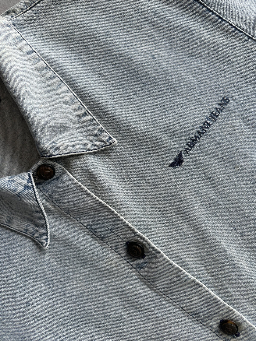 ARMANI JEANS - 1980s HALF SLEEVE DENIM SHIRT