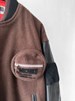 MICHIKO KOSHINO - 1990s BOMBER JACKET WITH CONTRASTING SLEEVE AND DETACHABLE POUCH POCKET
