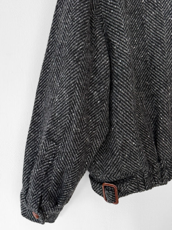 VALENTINO - 1980s BOXY FIT HERRINGBONE BOMBER JACKET