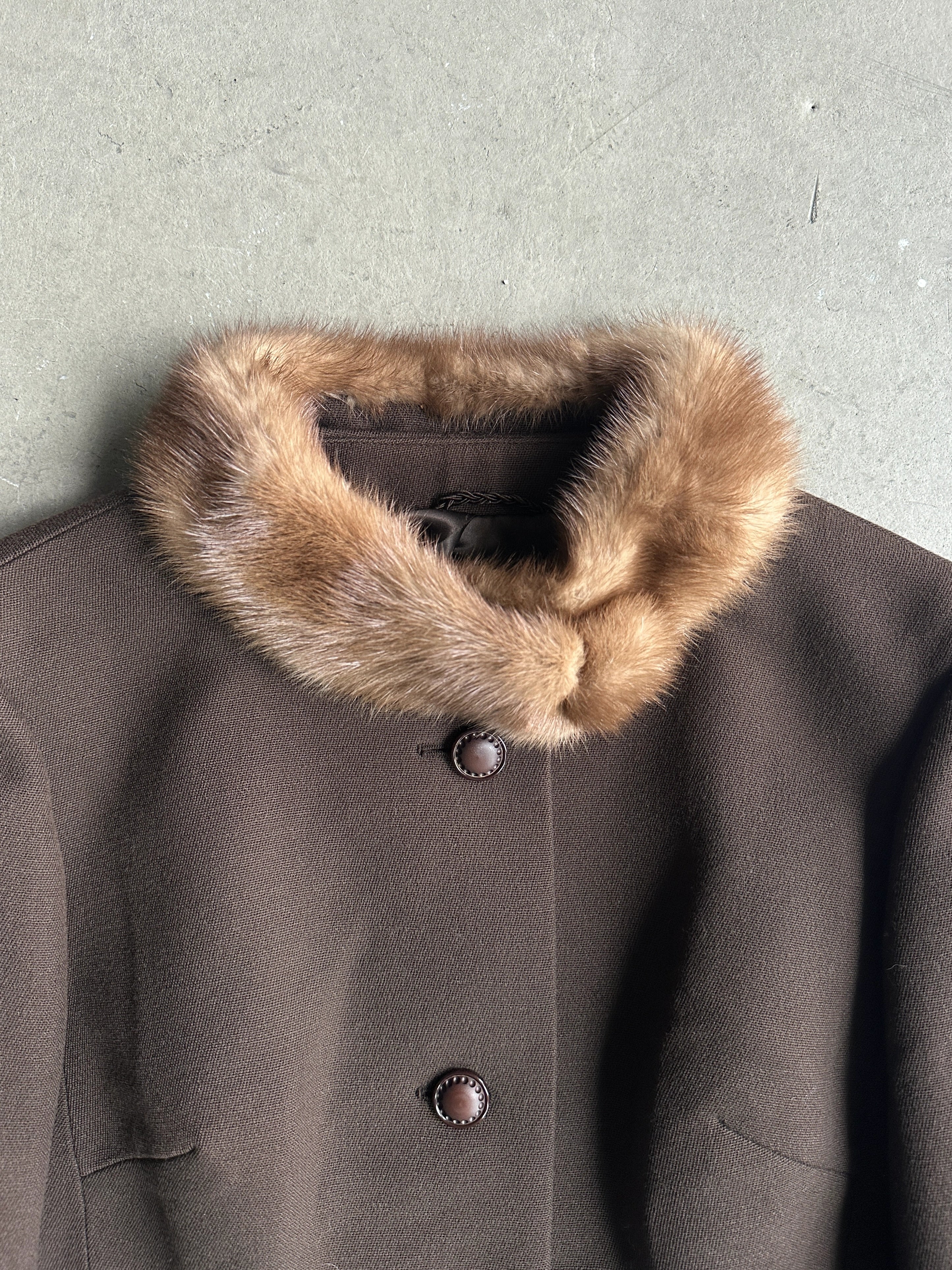 1980s STRUCTURED BLAZER WITH FUR COLLAR