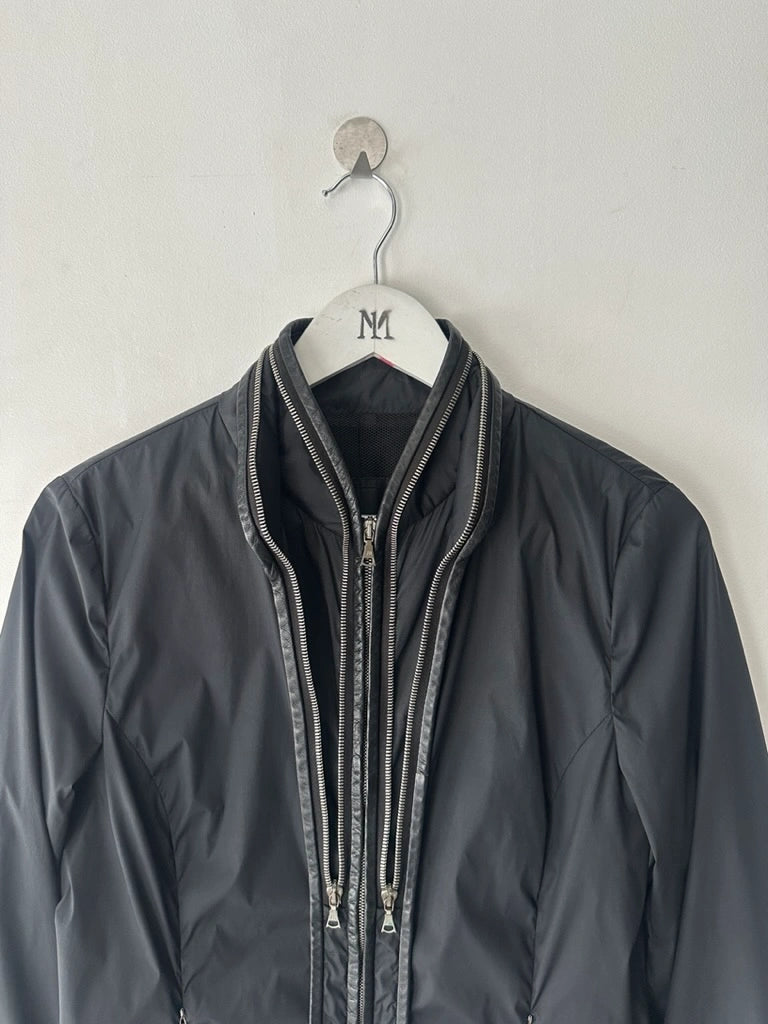 JOHN RICHMOND - early 2000s NYLON JACKET WITH TRIPLE ZIP AT COLLAR