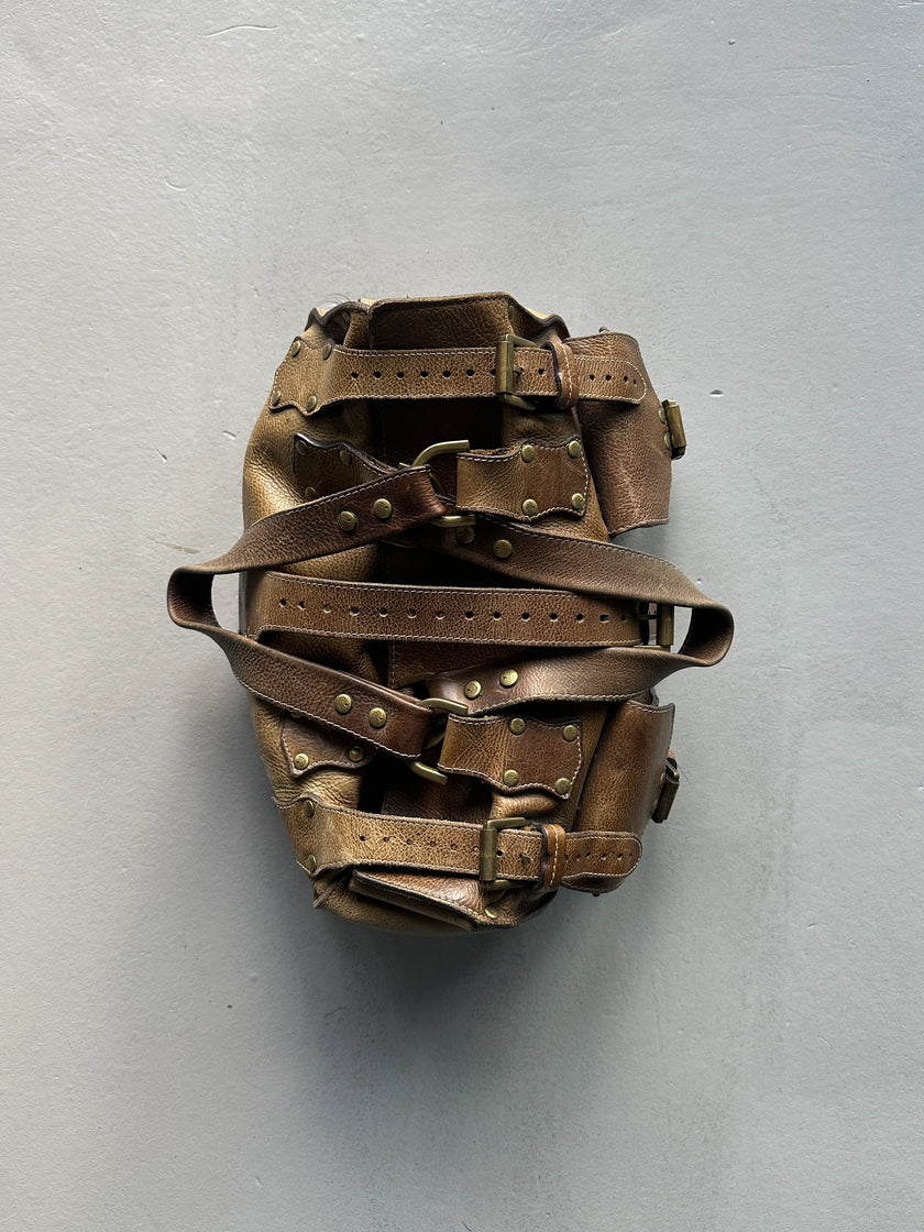 MULBERRY - 1990 DISTRESSED LEATHER ROXANNE BAG