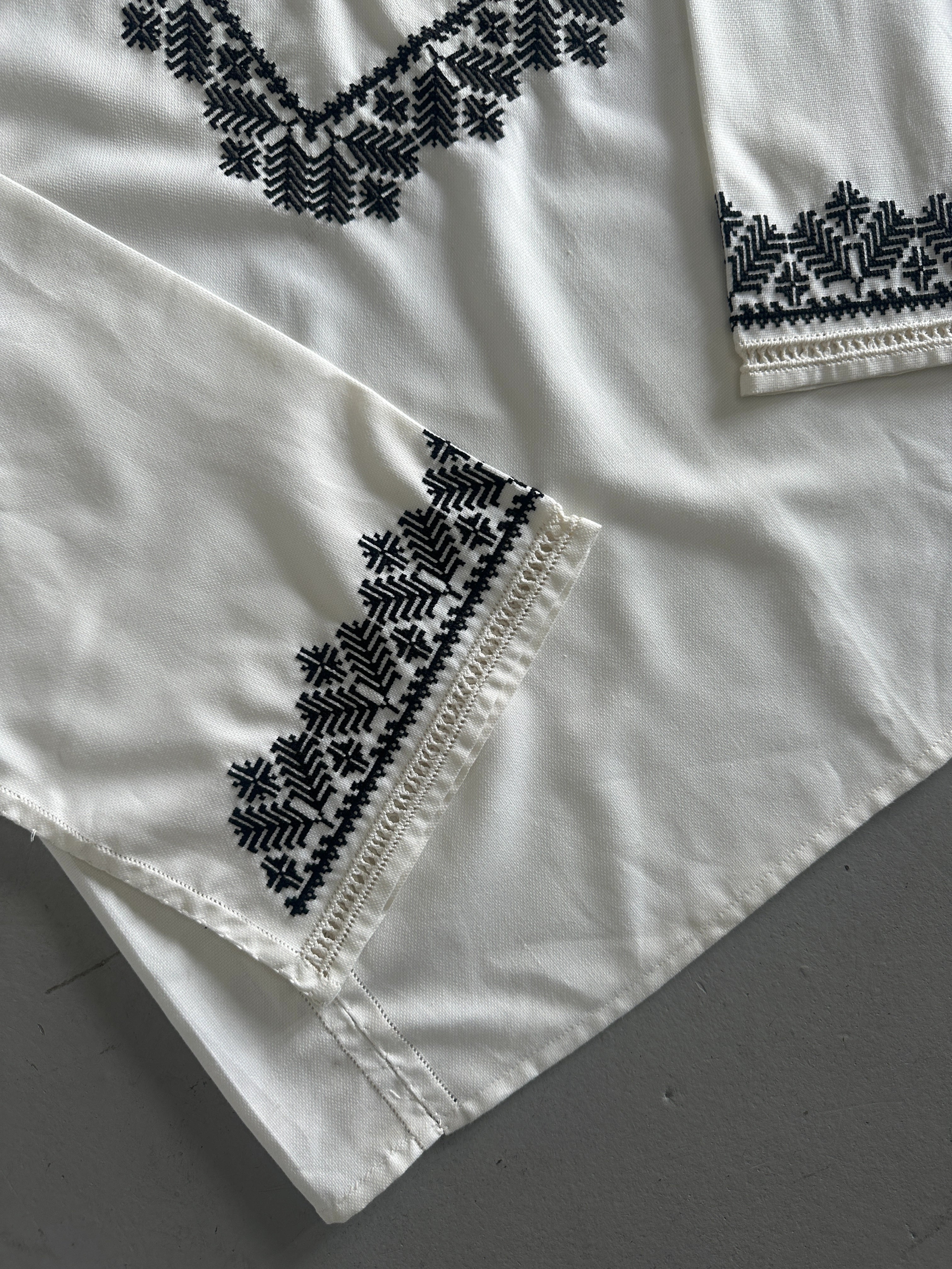 1970s EMBROIDERED WIDE SLEEVE TUNIC SHIRT