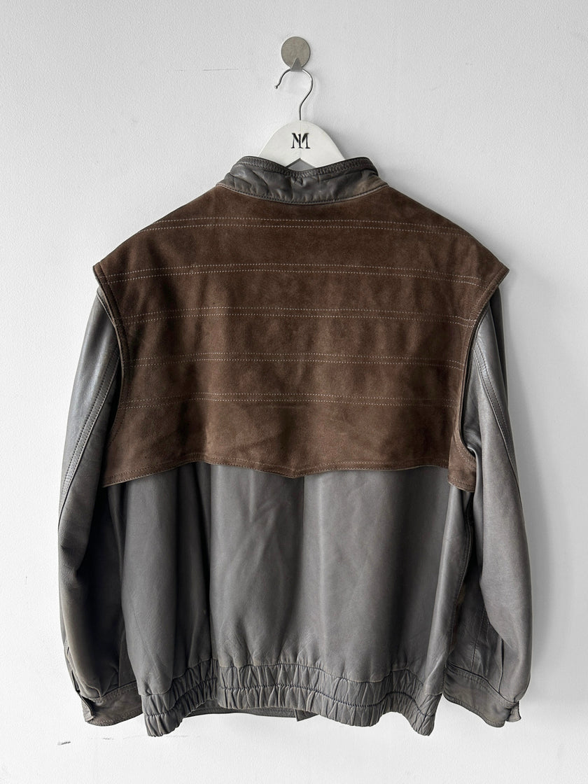 SPANISH LABEL 1980s PANELED LEATHER JACKET