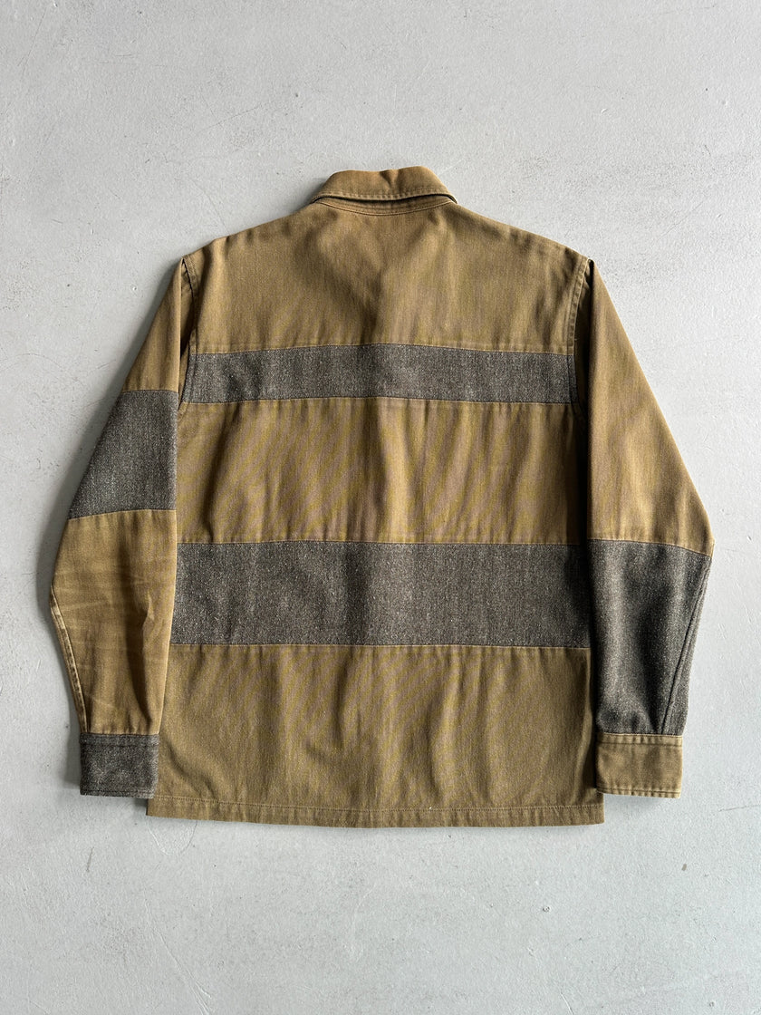 RYUICHIRO SHIMAZAKI - 1990s CONTRASTING WOOL BLOCK LONG SLEEVE SHIRT