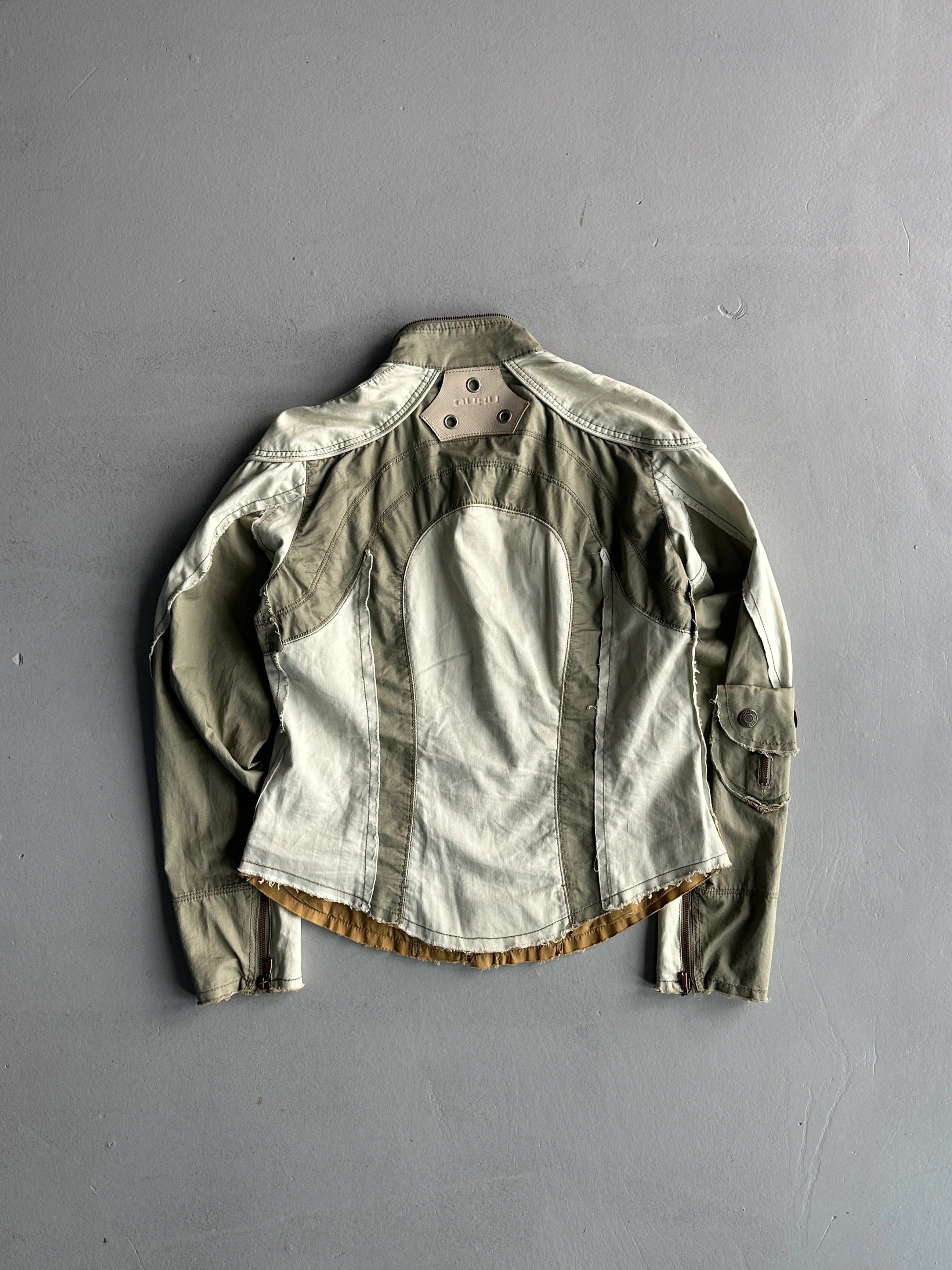 GURU - 2000s BIKER LIGHT JACKET WITH RAW HEMS DETAILS