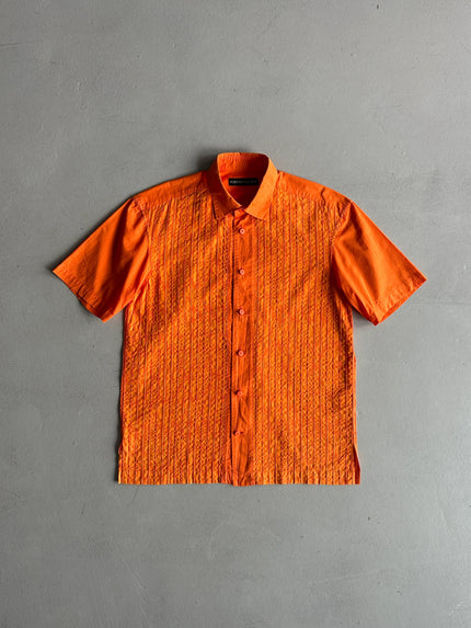 ISSEY MIYAKE MEN - S/S 1994 HALF SLEEVE SHIRT WITH INTRICATE FRONT STITCHING