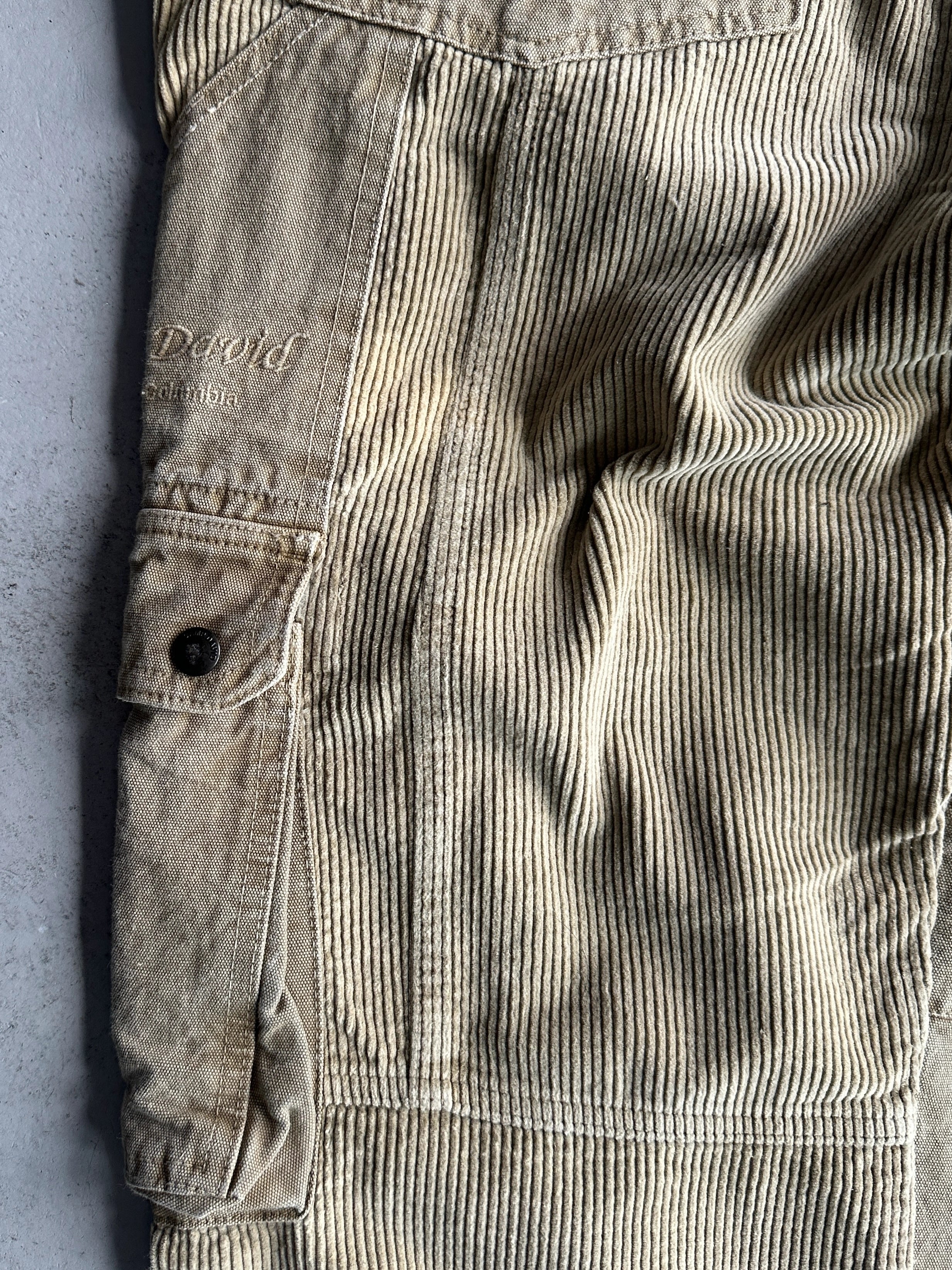 1990s WIDE LEG CORDUROY PANELS CARGO TROUSERS