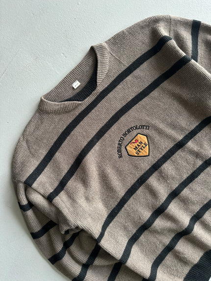 1990s STRIPED ROUND NECK KNIT JUMPER