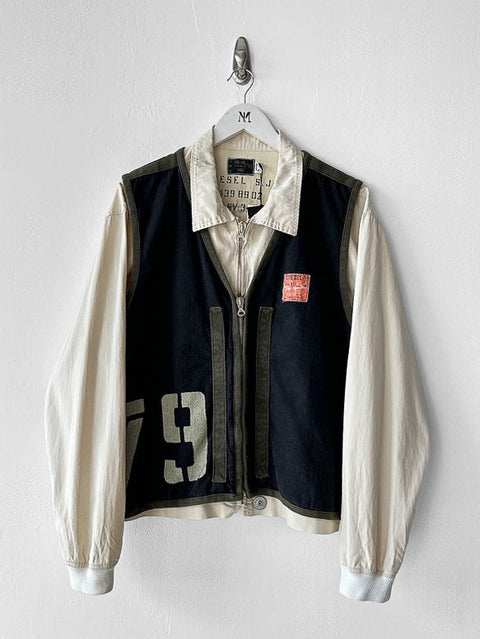 DIESEL - 1980s 2 in 1 BOMBER JACKET WITH LAYERED ZIPPED VEST