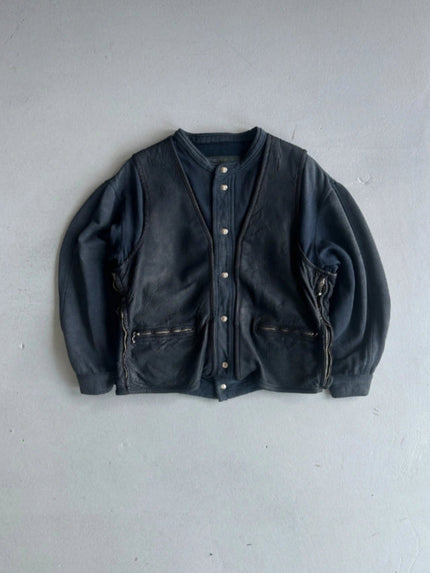 EMPORIO ARMANI 1980S LAYERED SWEATER WITH LEATHER VEST