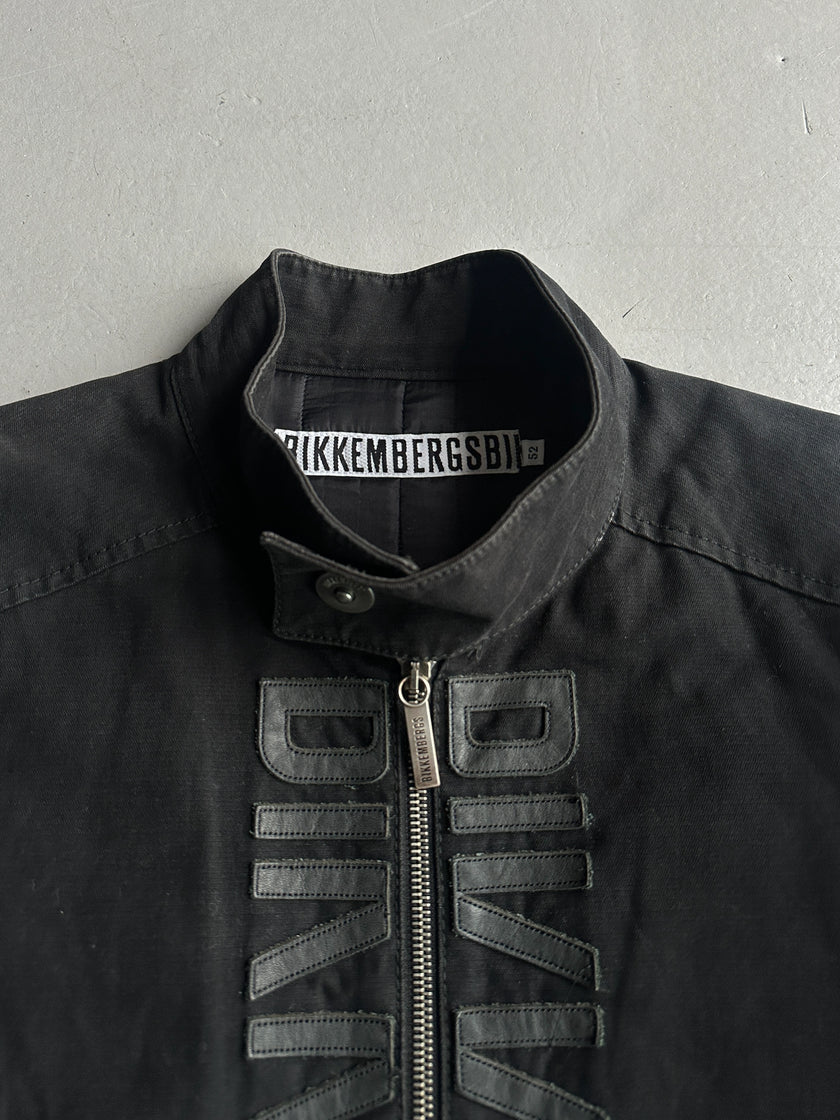 BIKKEMBERGS - A/W 2006 PADDED JACKET WITH LEATHER FRONT LOGO LETTERING