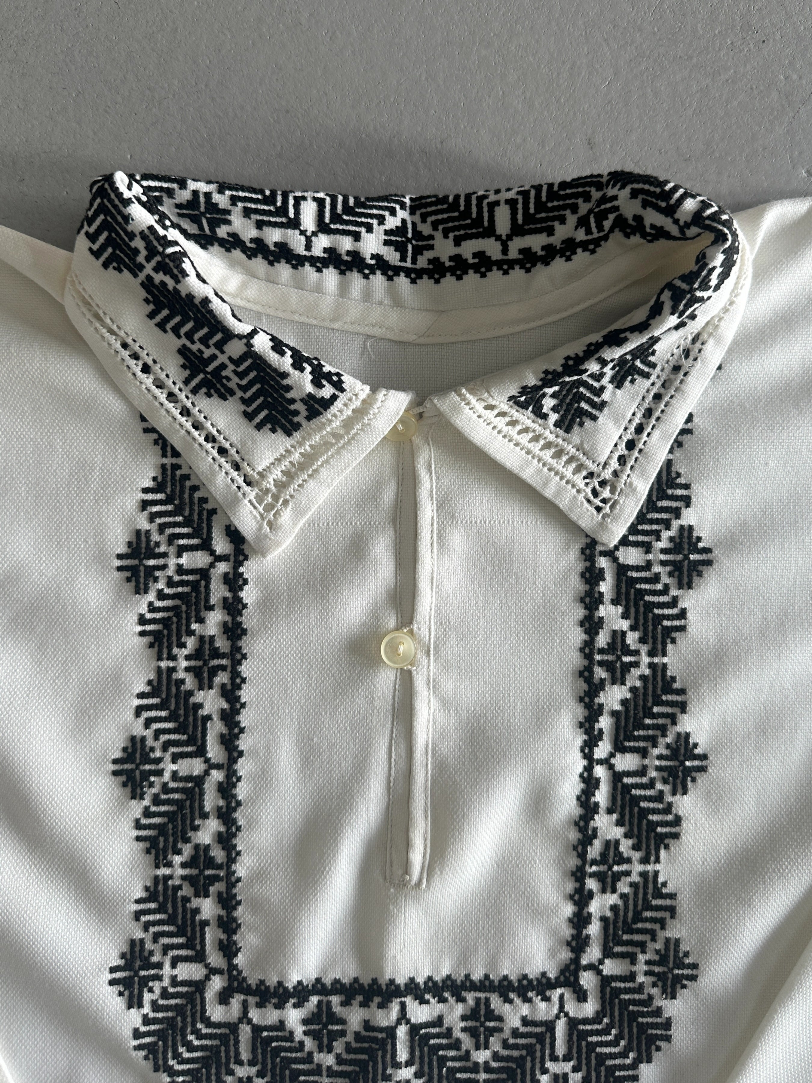 1970s EMBROIDERED WIDE SLEEVE TUNIC SHIRT