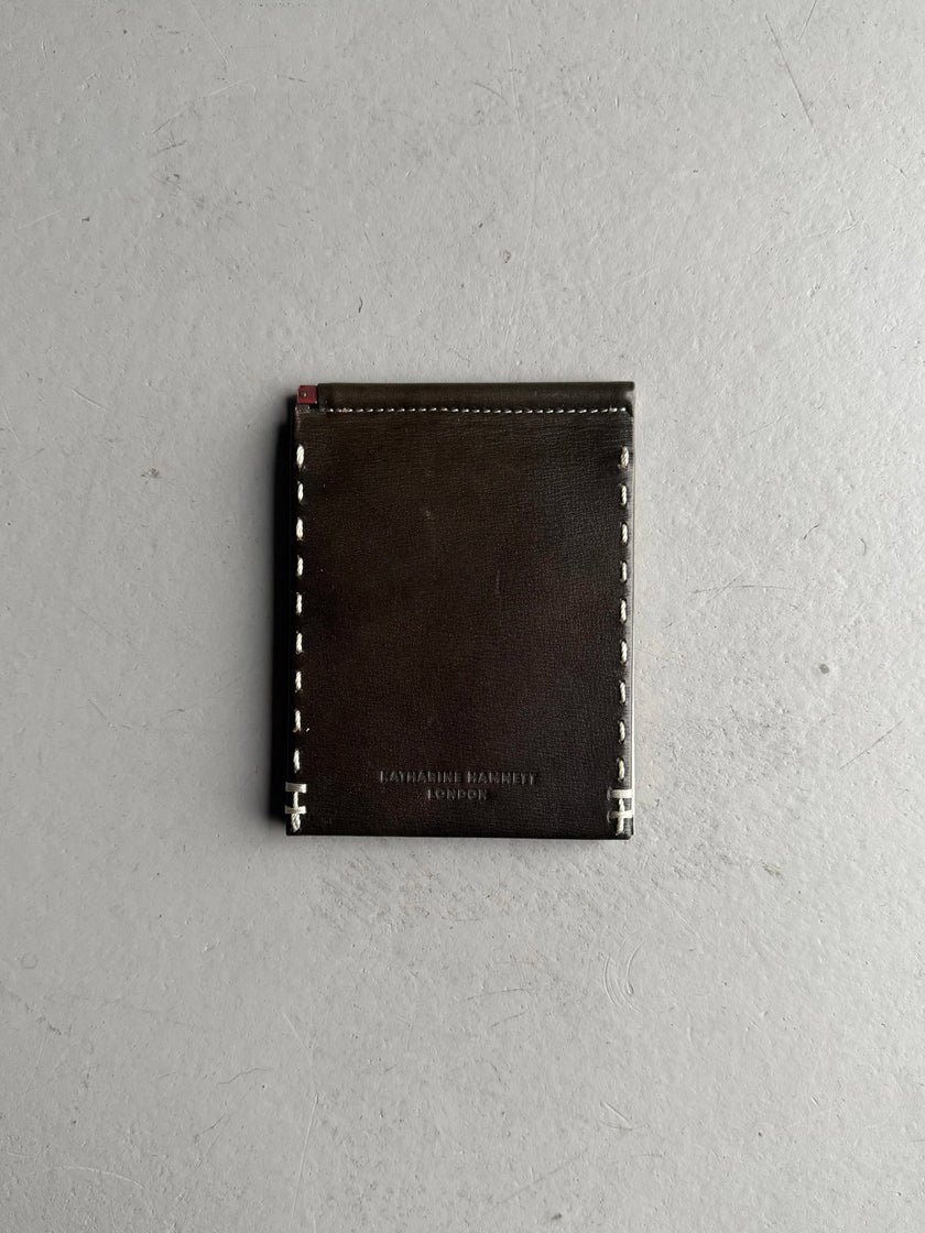 KATHARINE HAMNETT - 1990s LEATHER WALLET WITH STITCHING DETAILS