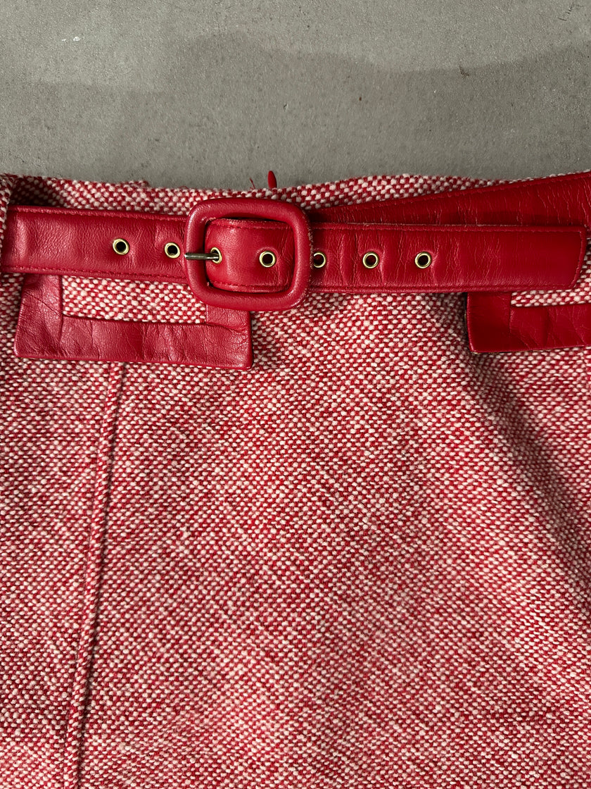 D&G -  TWEED SKIRT WITH LEATHER BELT