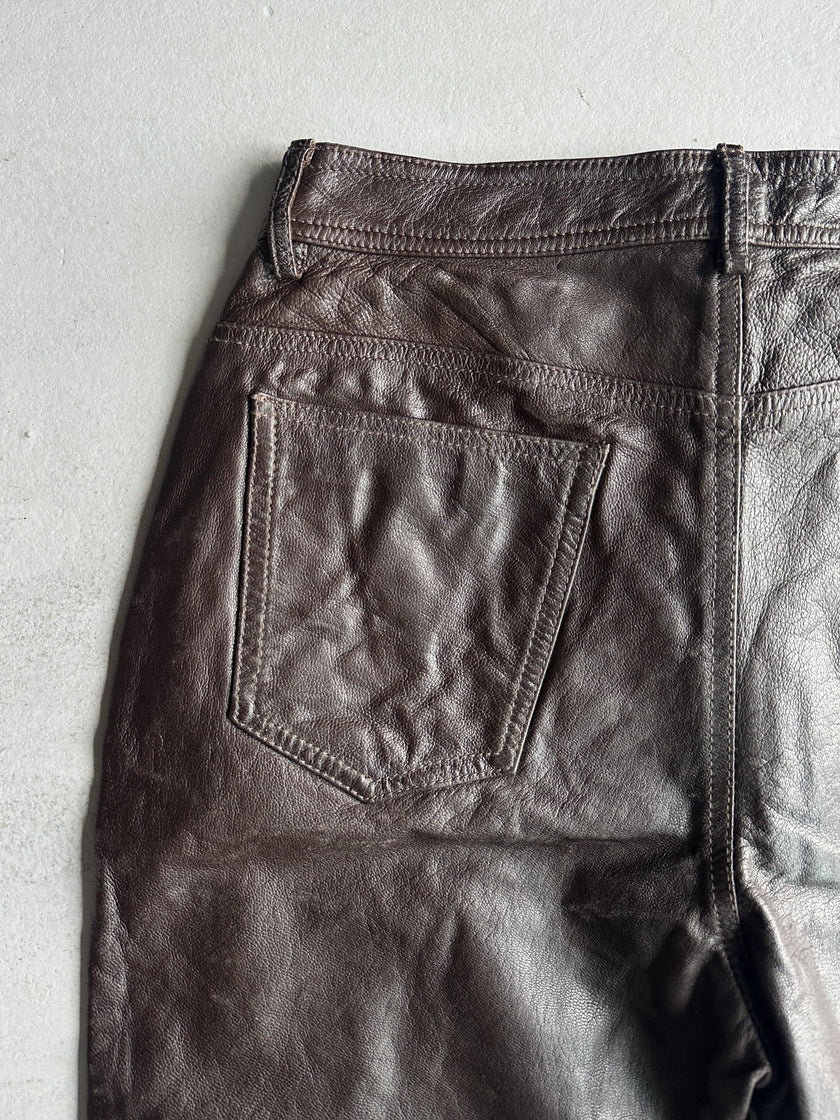 TRUSSARDI - 2000s LIMITED EDITION STRAIGHT FIT LEATHER TROUSERS