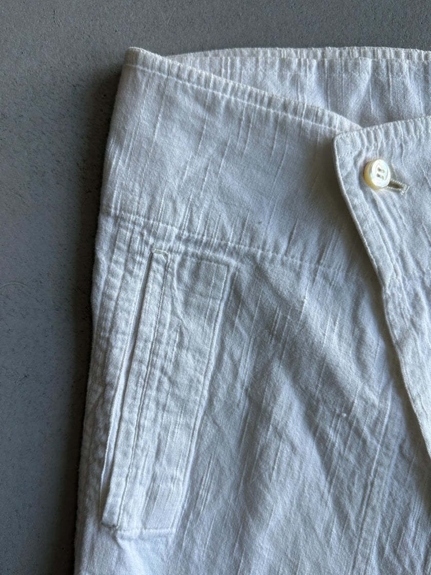 PLANTATION ISSEY MIYAKE - 1990s WRAP STYLE LINEN SHORTS