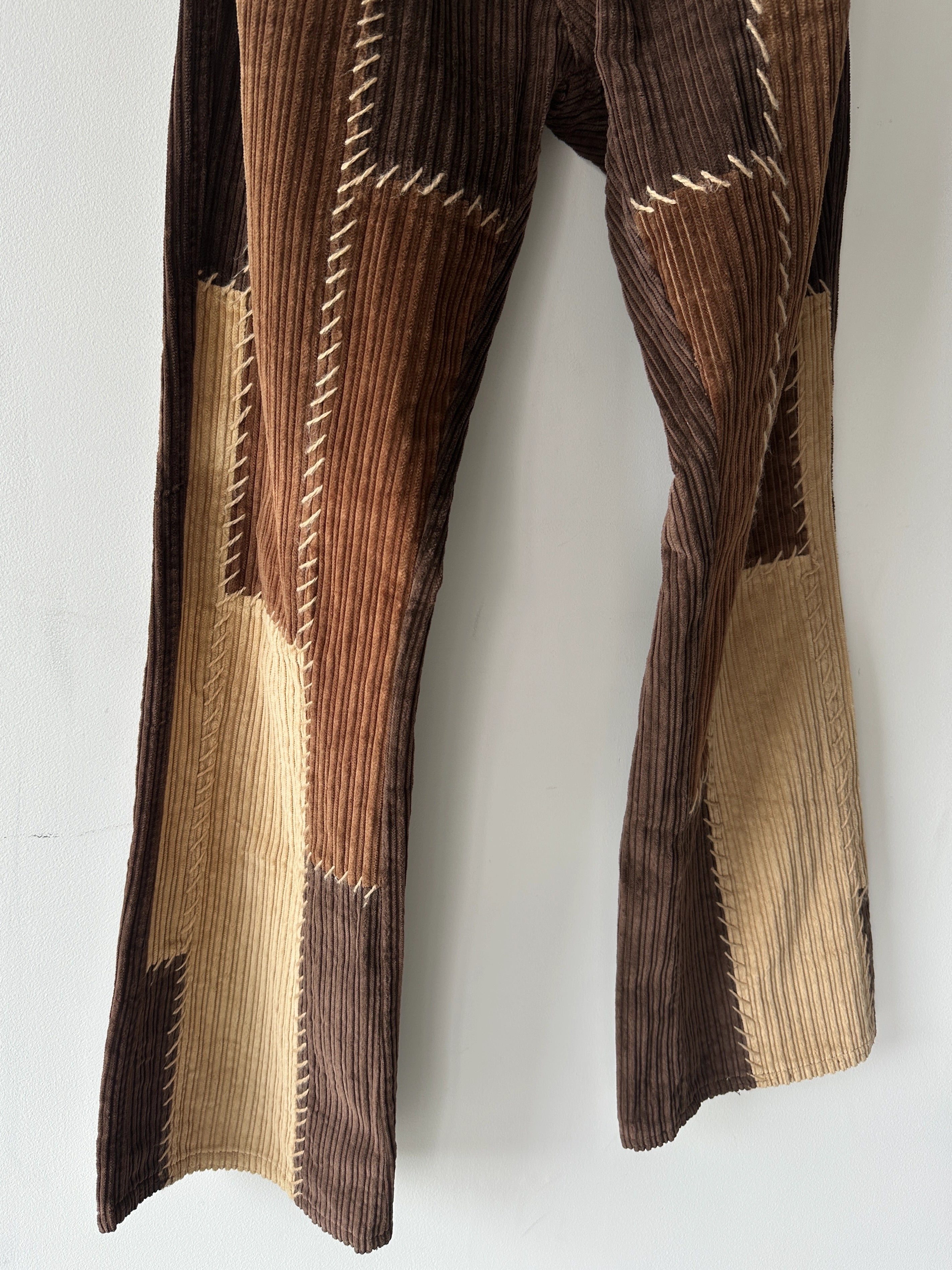 1990s PATCHWORK CONSTRUCTION CORDUROY STRAIGHT LEG TROUSERS
