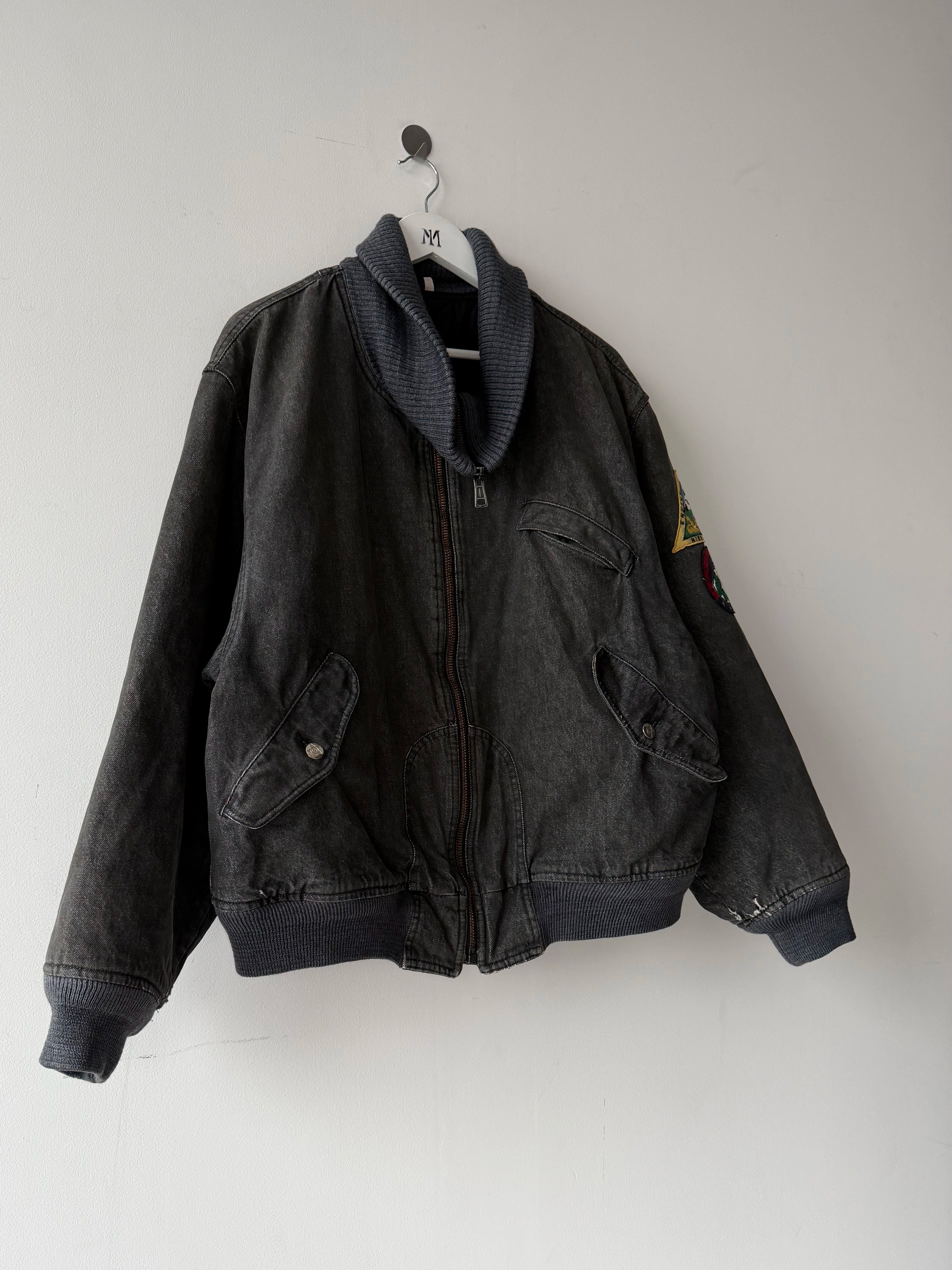 ITALIAN LABEL 1980s HEAVYWEIGHT DENIM BOMBER JACKET
