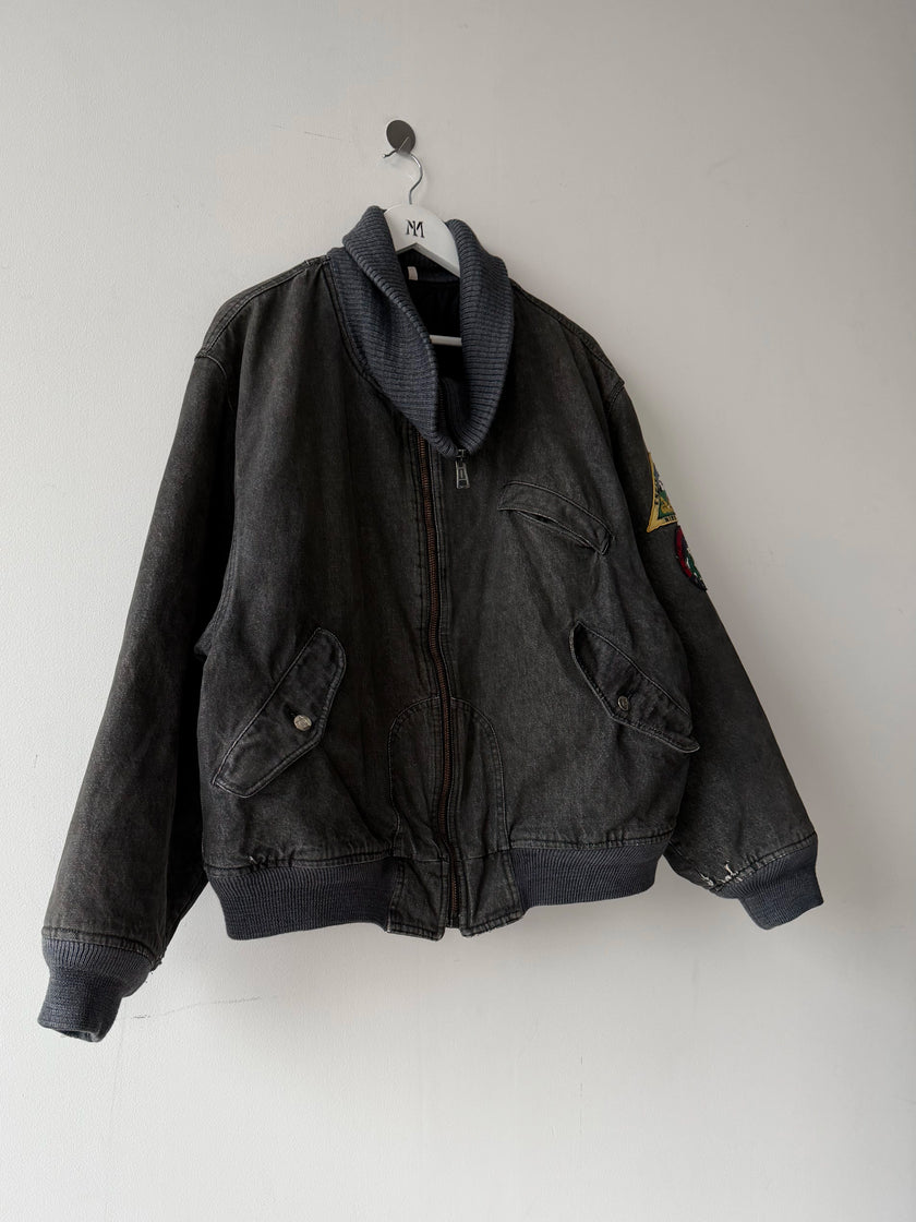 ITALIAN LABEL 1980s HEAVYWEIGHT DENIM BOMBER JACKET