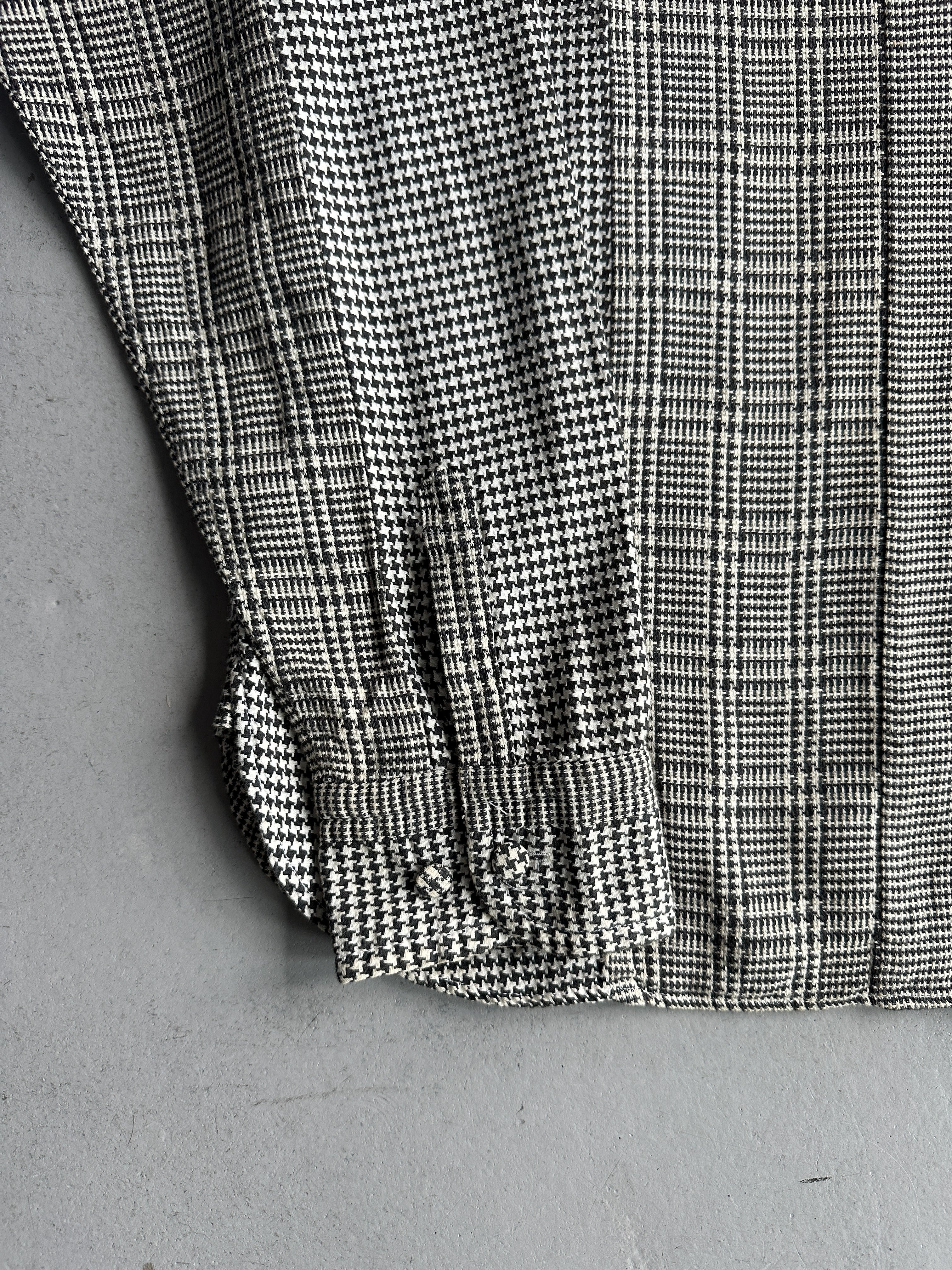 JAPANESE LABEL 1990s HOUNDSTOOTH AND PLAID LONG SLEEVE SHIRT