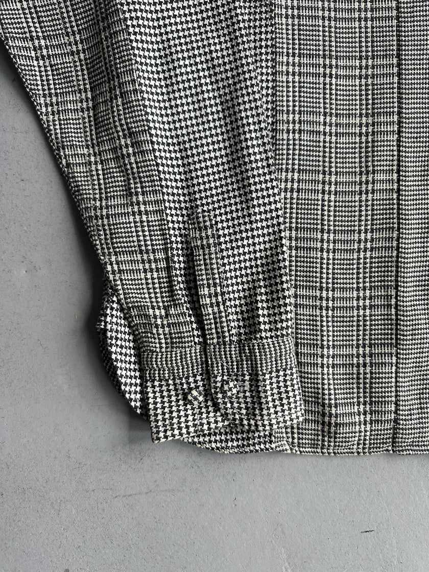 JAPANESE LABEL 1990s HOUNDSTOOTH AND PLAID LONG SLEEVE SHIRT