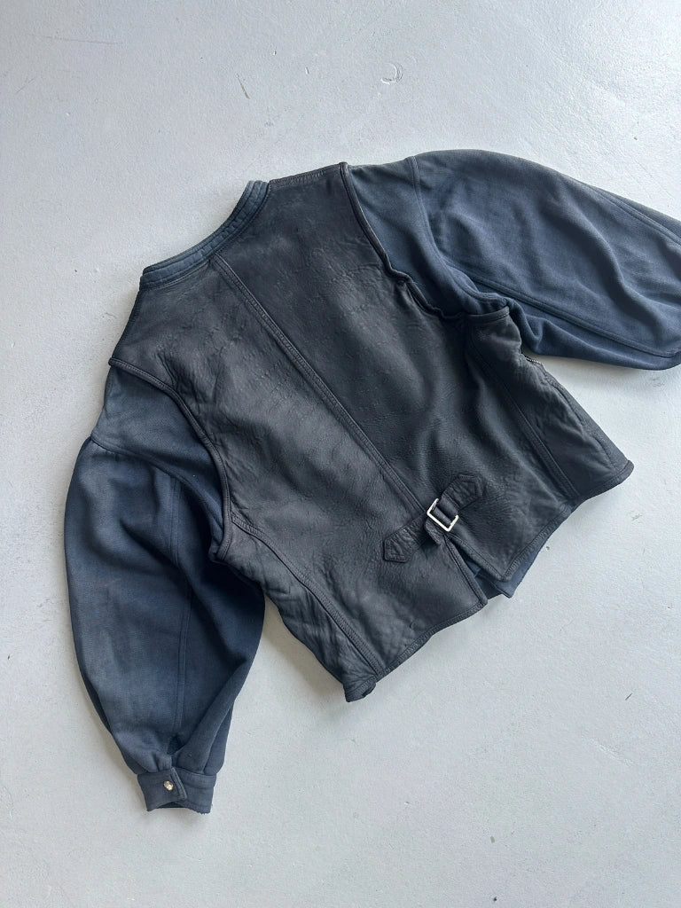EMPORIO ARMANI 1980S LAYERED SWEATER WITH LEATHER VEST
