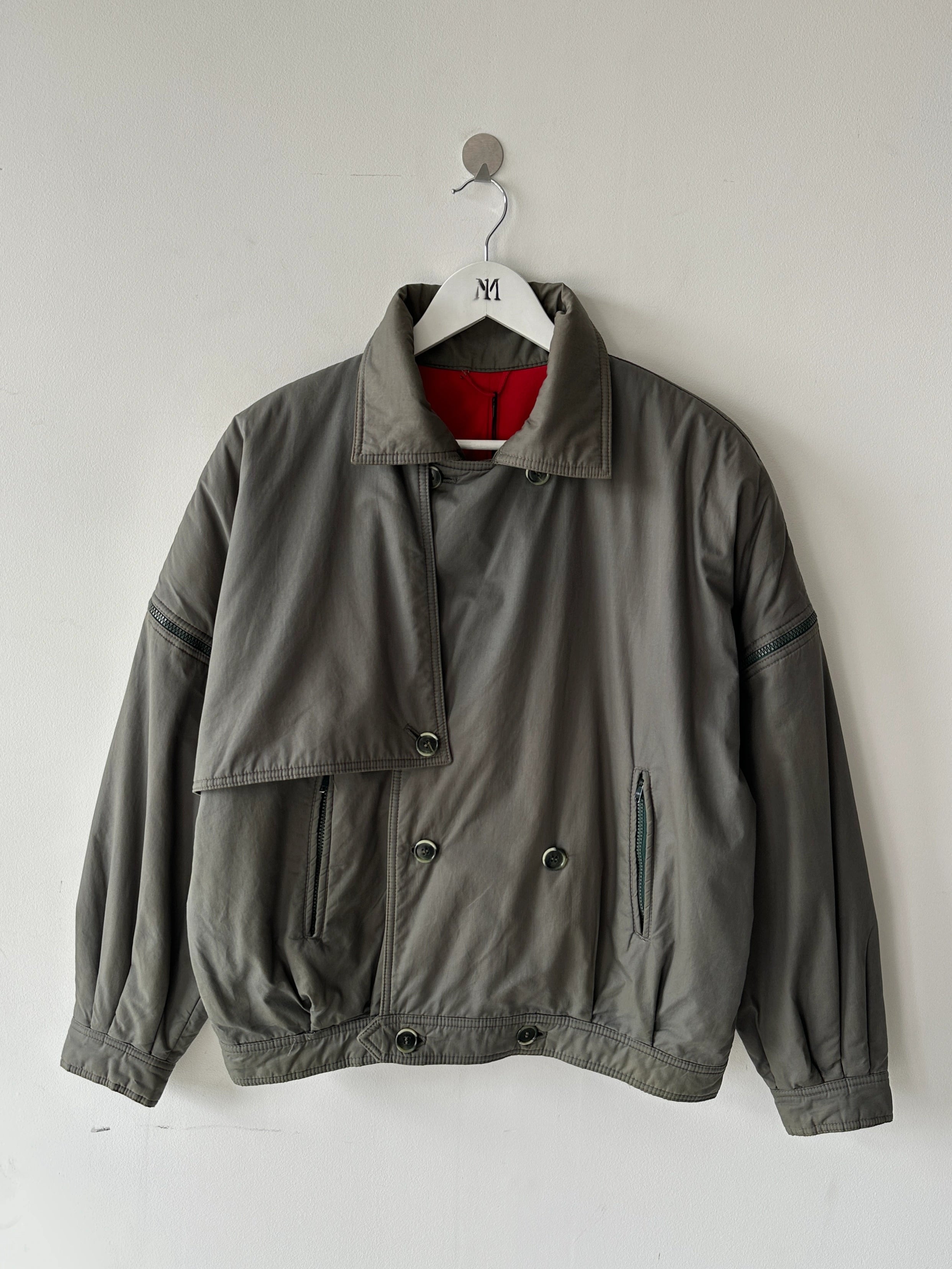 NO LABEL 1980s 2 IN 1 DOUBLE BREASTED BOMBER JACKET GILET