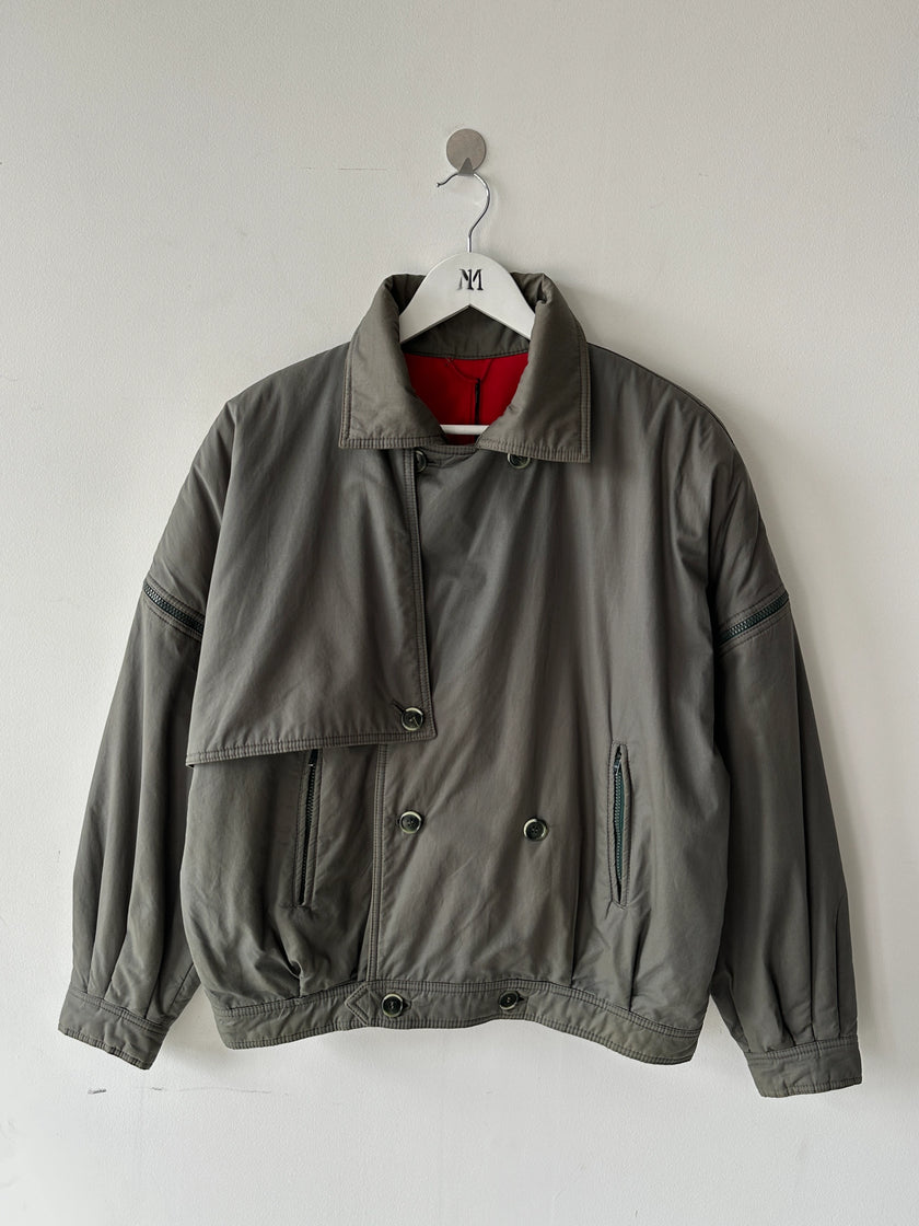 NO LABEL 1980s 2 IN 1 DOUBLE BREASTED BOMBER JACKET GILET
