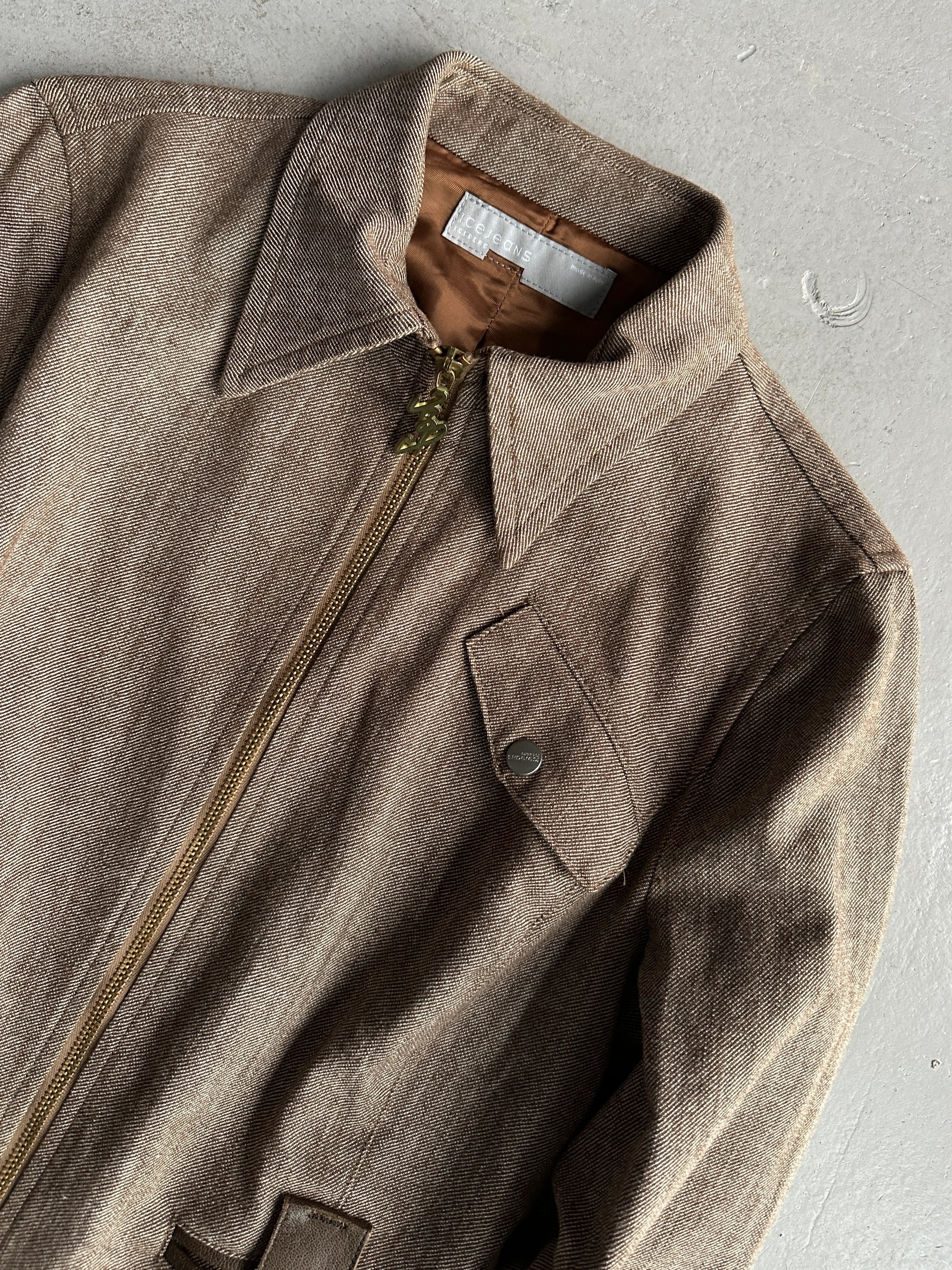 ICEBERG - 2000s JACKET WITH CONTRASTING LEATHER DETAILS