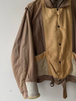 ITALIAN LABEL 1980s LAYERED JACKET WITH LEATHER FRONT AND SHEARLING POCKET AND CUFFS
